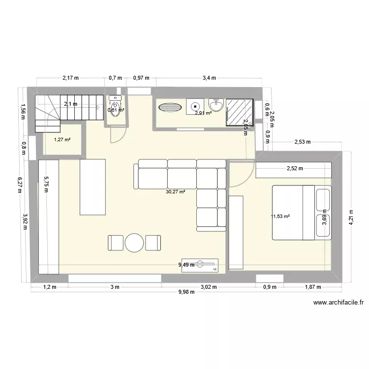 RDC GRAND SALON 30 M2 CHAMBRE SEPAREE REAGENCEM. Plan de 5 Pièces et 65 m² RDC GRAND SALON 30 M2 CHAMBRE SEPAREE REAGENCEM. Plan de 5 Pièces et 65 m²