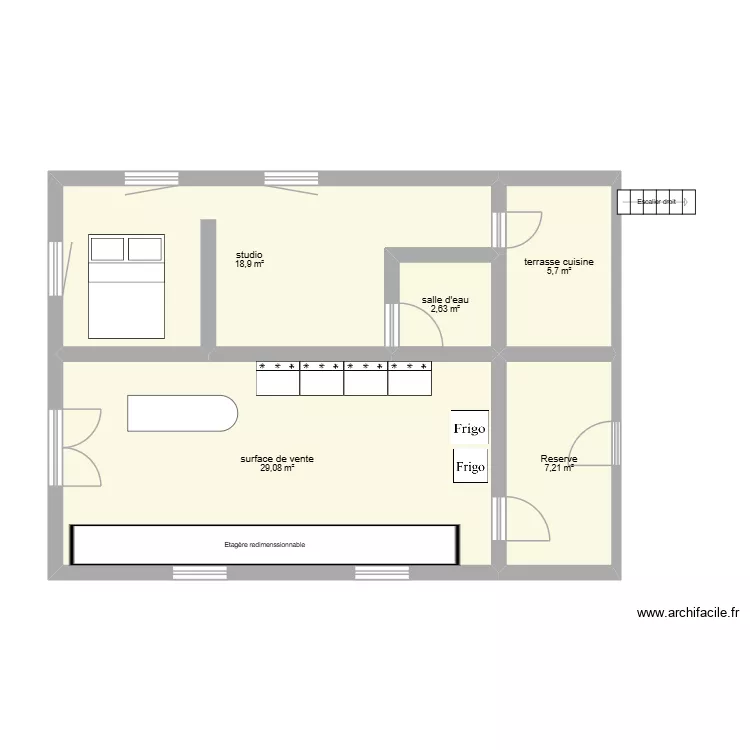 projet &eacute;conomat UTB Zoulabot. Plan de 5  et 64 m²