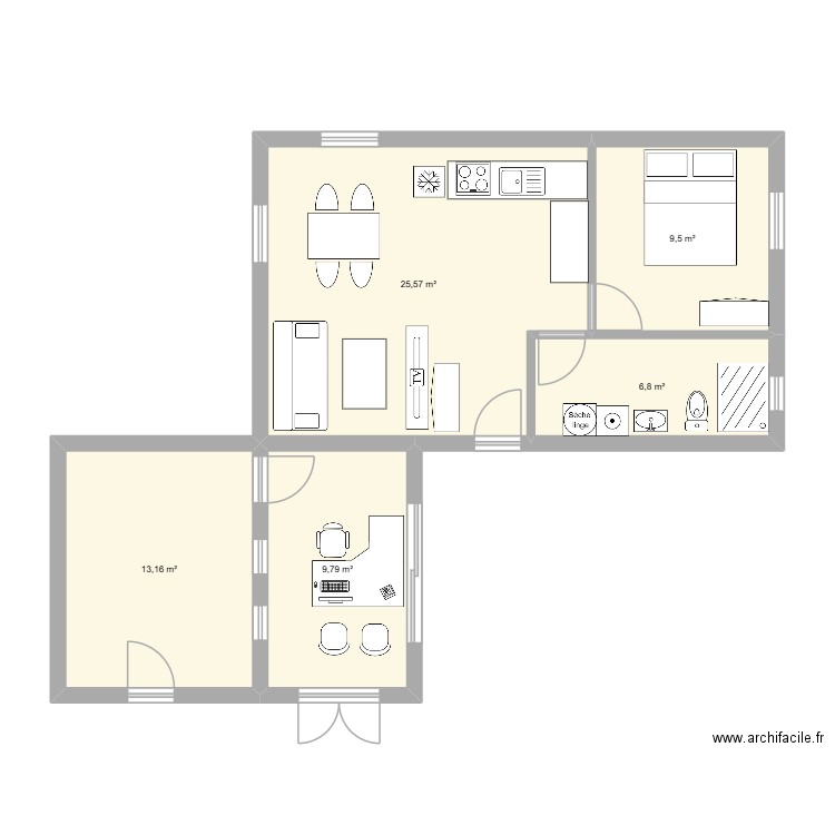 maisonette. Plan de 5 pièces et 63 m2