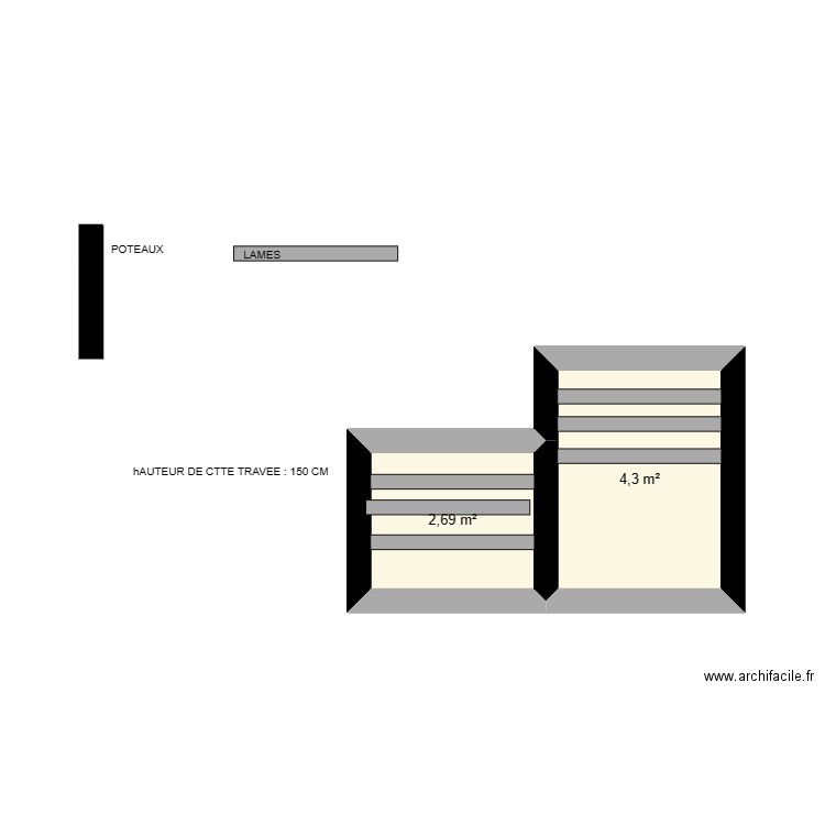 PLAN BRISE VUE MORHAIN. Plan de 2 pièces et 7 m2