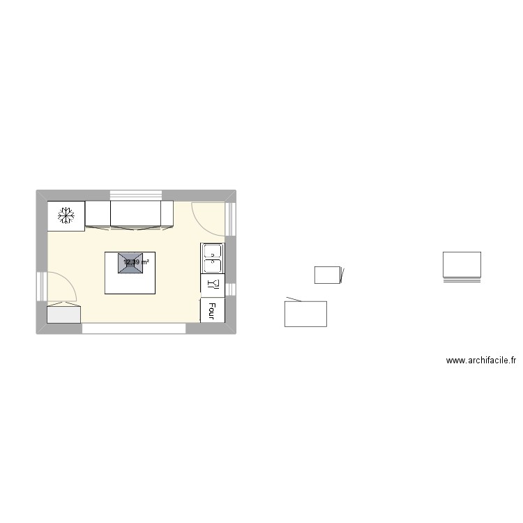 cuisine Philippe . Plan de 1 pièce et 12 m2