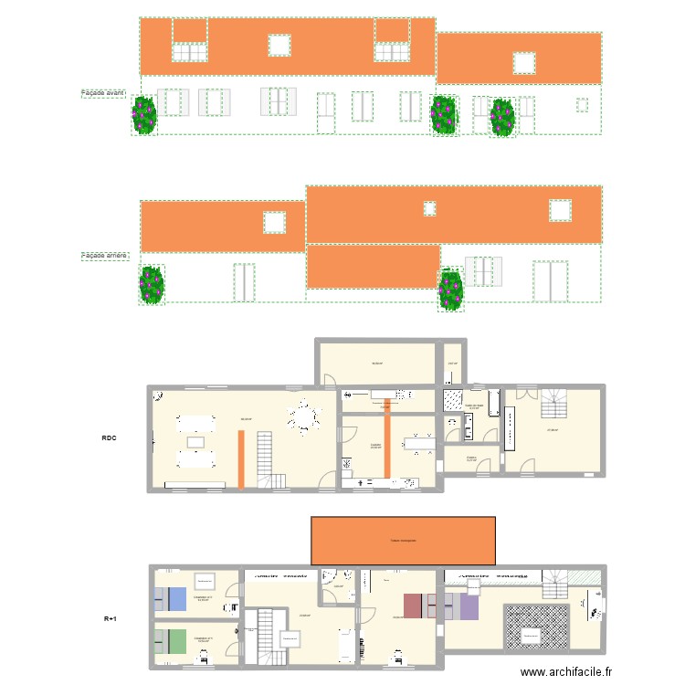 Projet Cochin St Luperce. Plan de 17 pièces et 273 m2