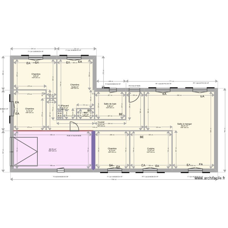 ML24004829. Plan de 11 pièces et 124 m2