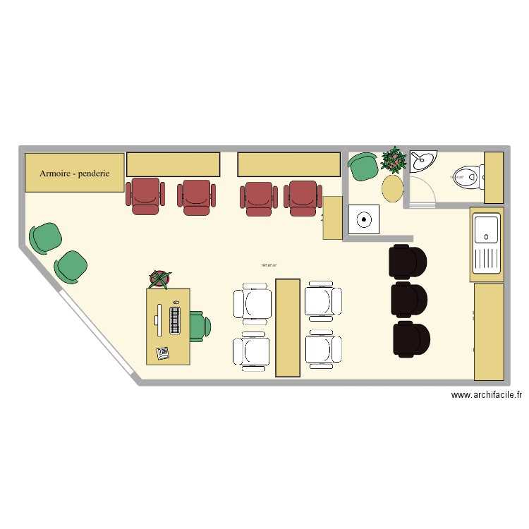 PLANT SALON. Plan de 2 pièces et 208 m2