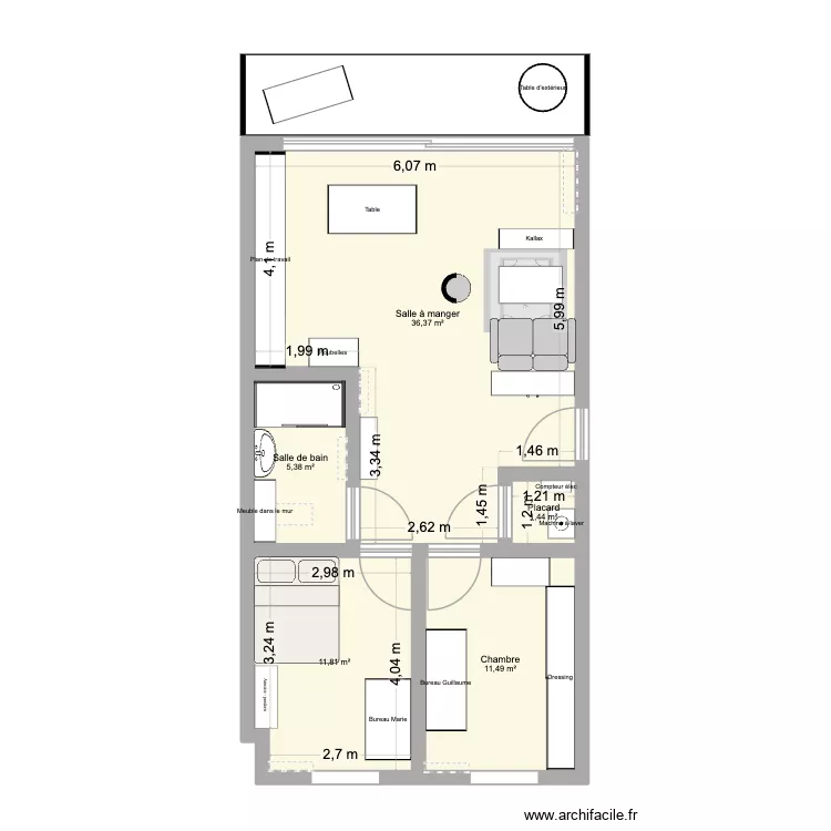APPARTTTT.2. Plan de 5 Pièces et 67 m²