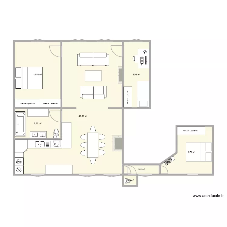 Plan appartement. Plan de 7  et 92 m²