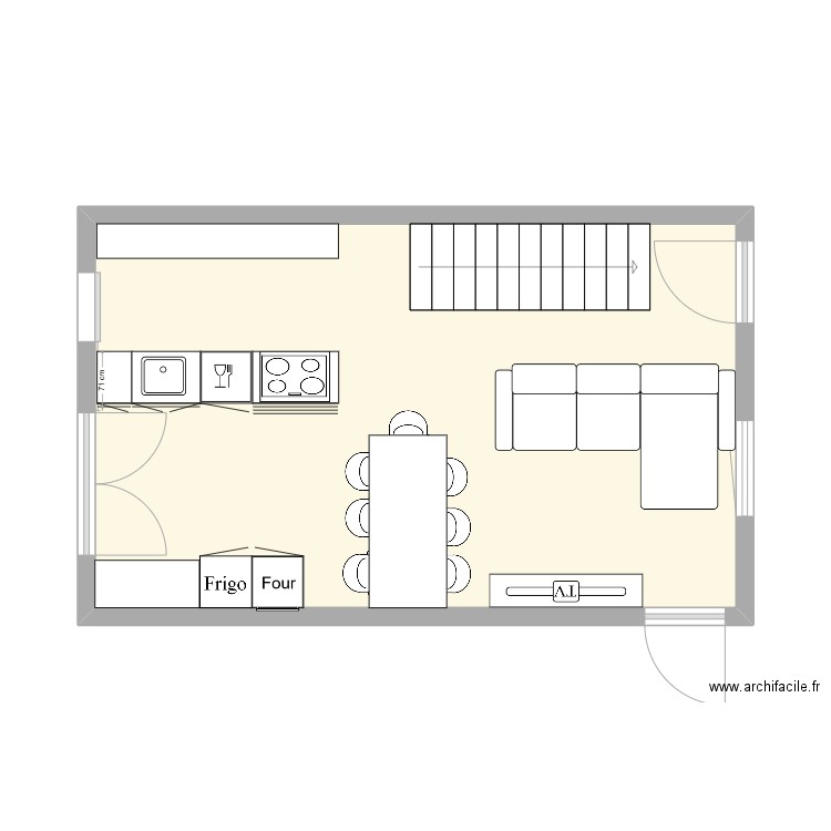 studio. Plan de 1 pièce et 33 m2