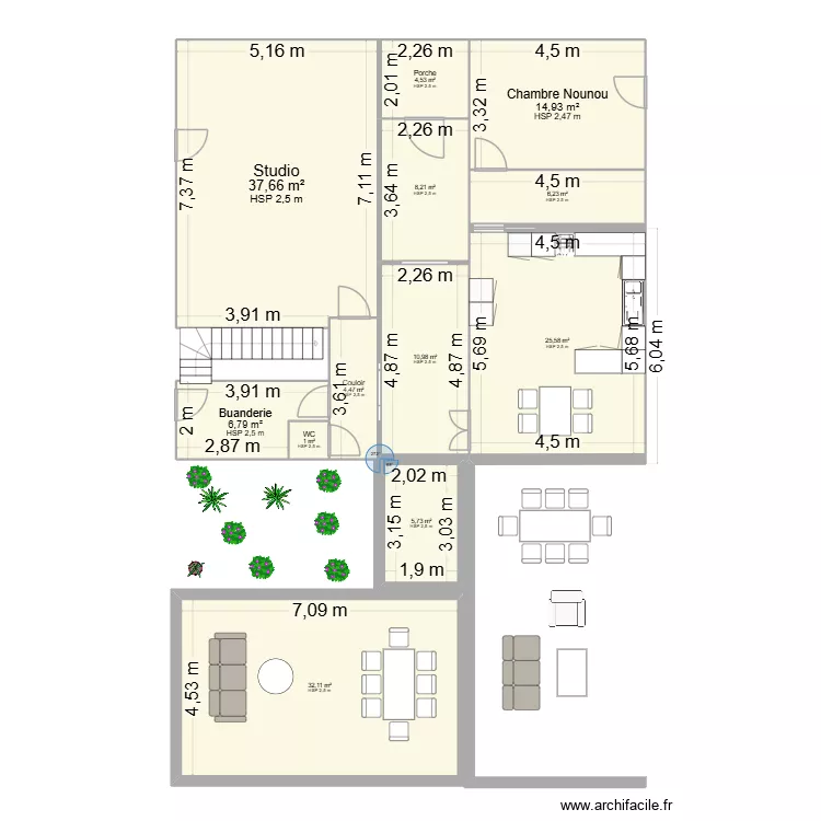 Maison rez de chaussée. Plan de 12 et 158 m² Maison rez de chaussée. Plan de 12 et 158 m²