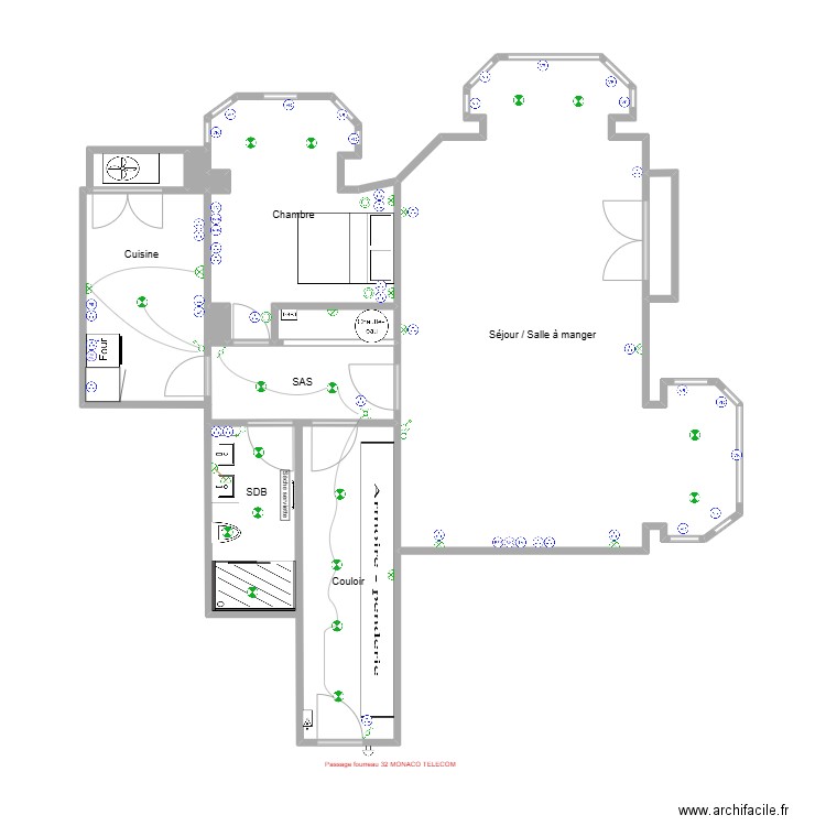 BLANC CASTEL. Plan de 12 pièces et 77 m2