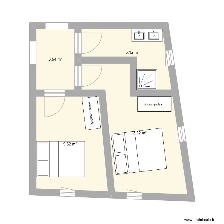 CHAMBRES. Plan de 4 pièces et 31 m2