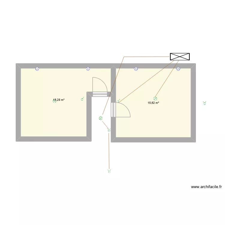 1 er &eacute;tage. Plan de 2  et 31 m²