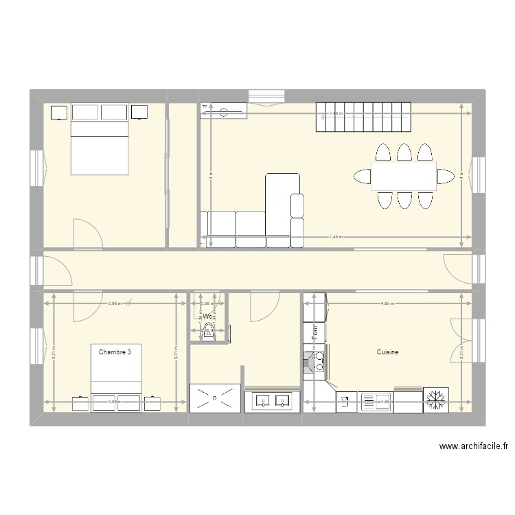 Ecuelles projet 3. Plan de 8 pièces et 98 m2