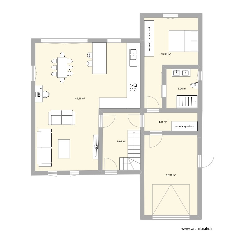 plan 1. Plan de 6 pièces et 95 m2