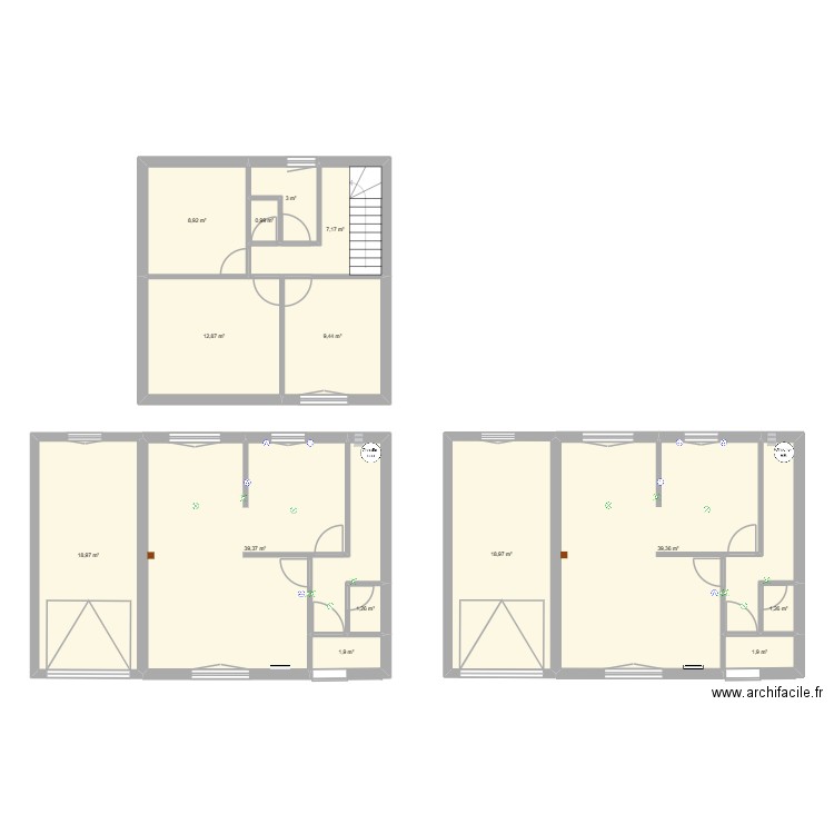 Maison Landunvez avant travaux. Plan de 14 pièces et 165 m2