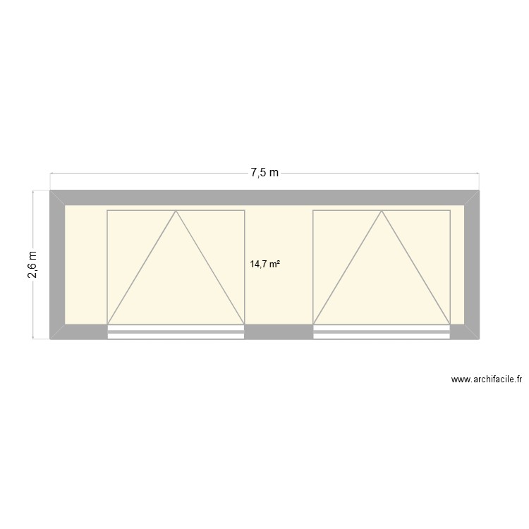 vue facade. Plan de 1 pièce et 15 m2
