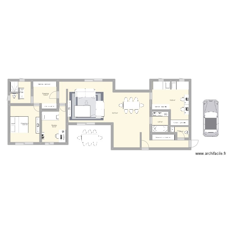 Maison. Plan de 8 pièces et 111 m2