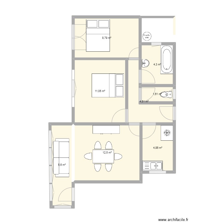 06190_Maison. Plan de 8 pièces et 53 m2