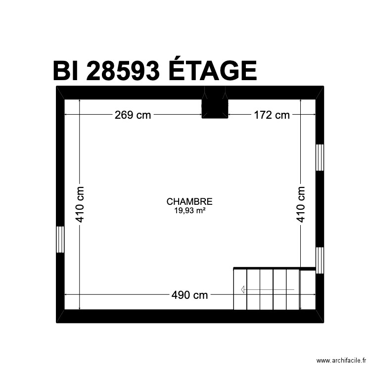 BI 28593.. Plan de 7 pièces et 54 m2