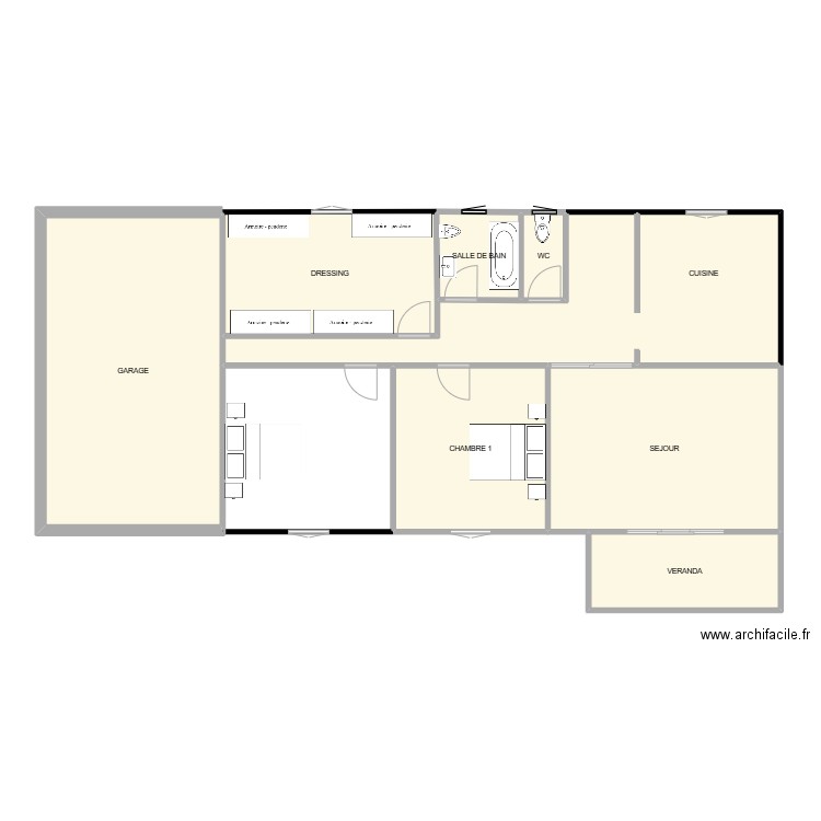 grazailles. Plan de 8 pièces et 128 m2