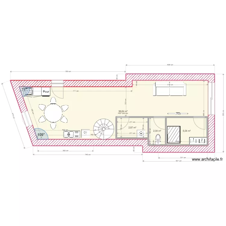 sales 1er etagevieille maisonv2. Plan de 4 Pièces et 58 m²