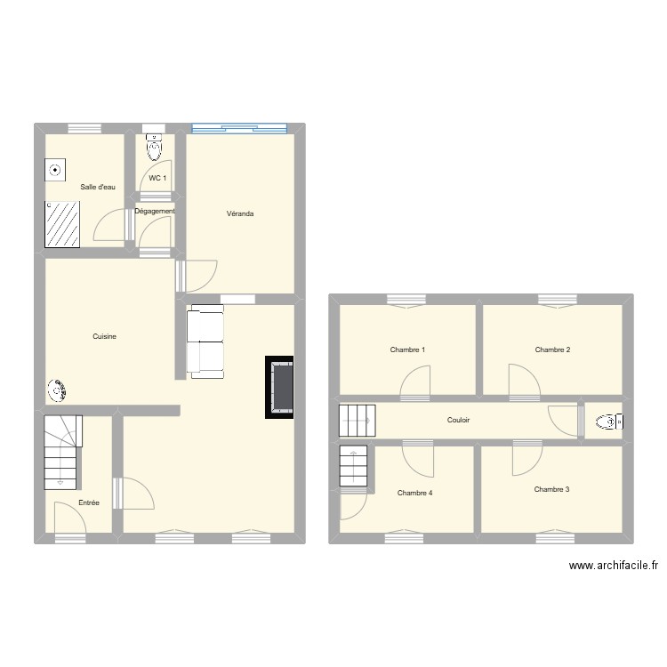 Titi Coco. Plan de 13 pièces et 98 m2
