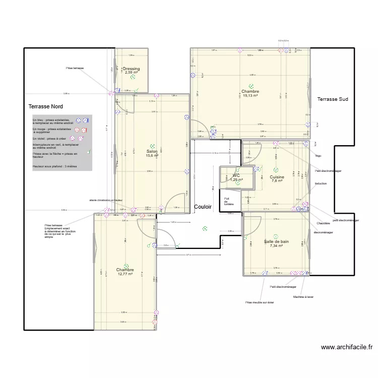 Appart Bellecour plan électricité pour artisans. Plan de 7 et 67 m² Appart Bellecour plan électricité pour artisans. Plan de 7 et 67 m²