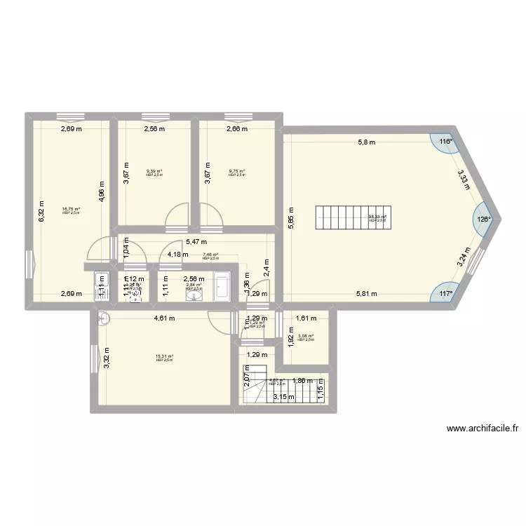 2i&egrave;me St Pierre. Plan de 11  et 110 m²