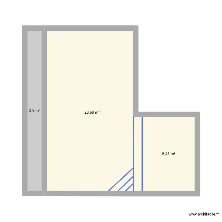 piscine 1. Plan de 3  et 34 m²