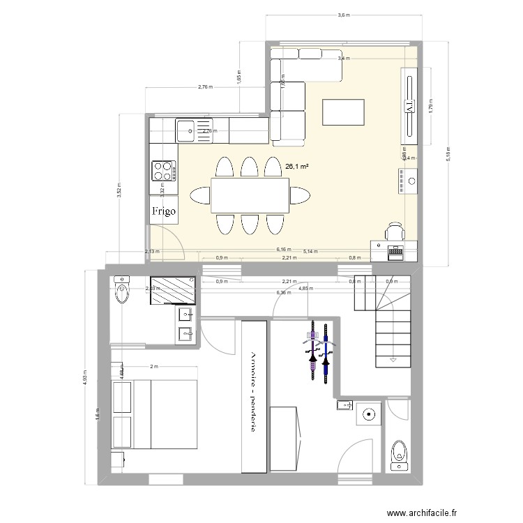 belec 3. Plan de 1 pièce et 26 m2