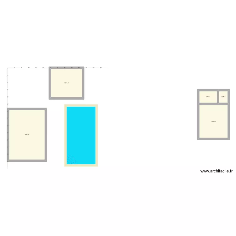 Piscine V3. Plan de 5  et 77 m²