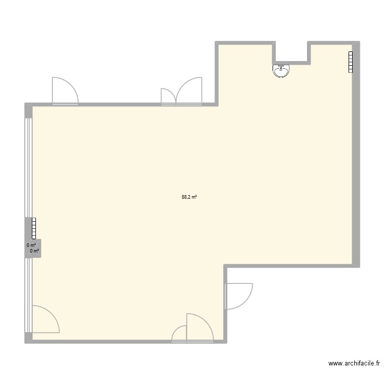 salle ciel. Plan de 3 pièces et 88 m2