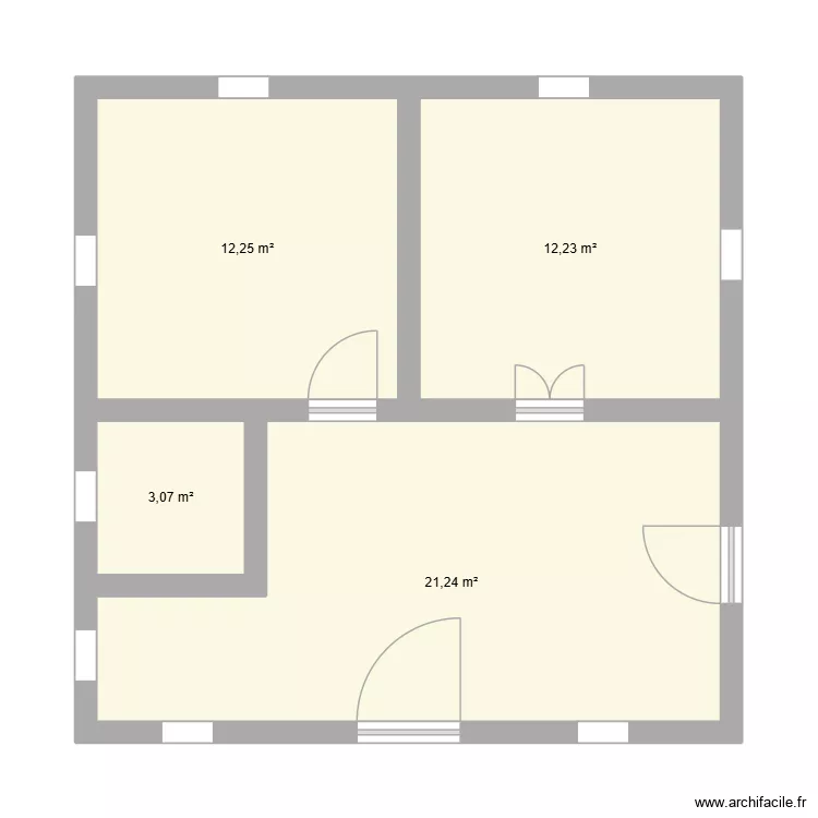 Trano Ambolofoty. Plan de 4 Pièces et 49 m²
