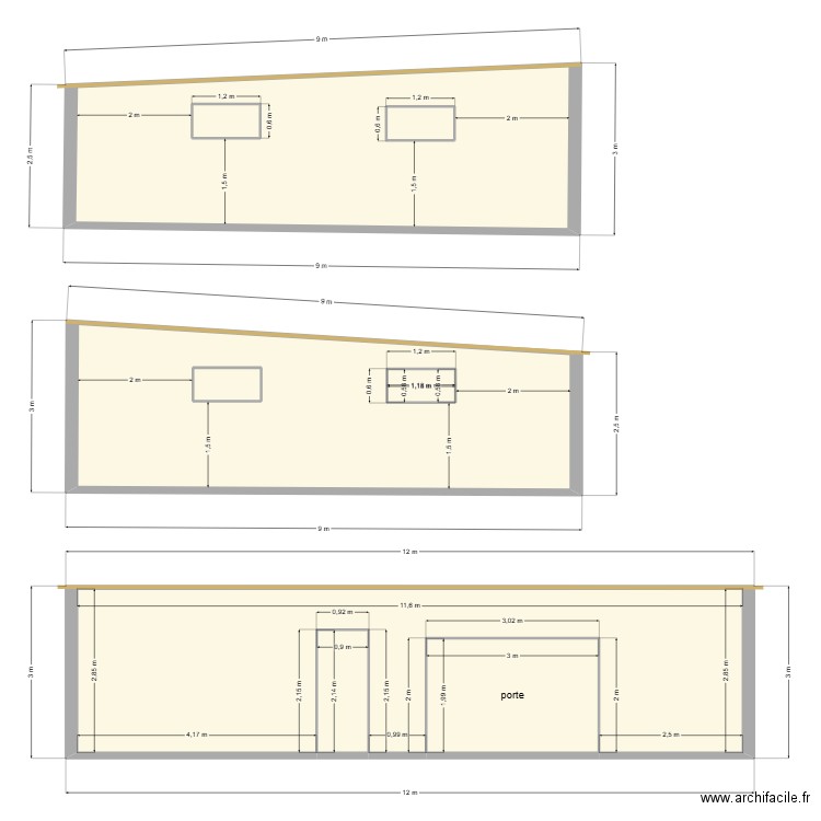 plan de coupe atelier 1. Plan de 9 pièces et 80 m2