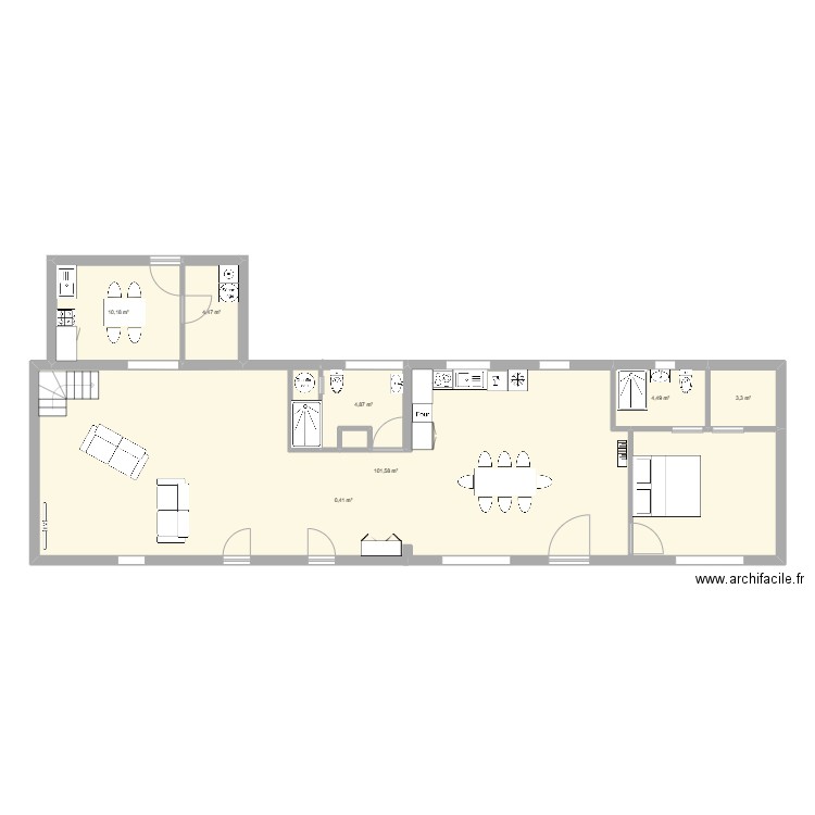 2eme parties. Plan de 6 pièces et 130 m2