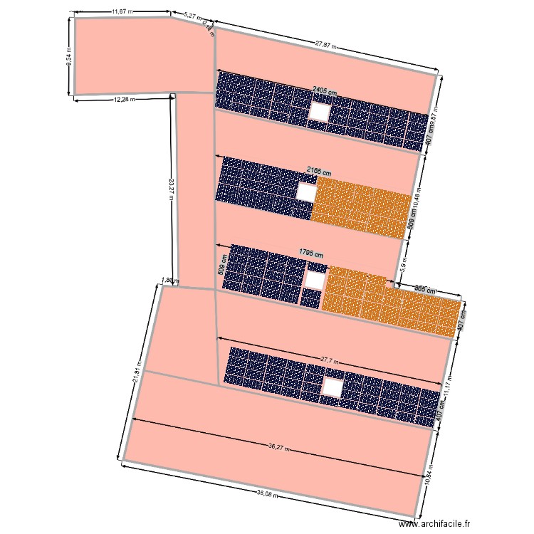 plan côté avec panneaux solaires. Plan de 0 pièce et 0 m2