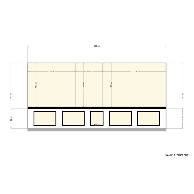 moulures chambre. Plan de 3 pièces et 8 m2