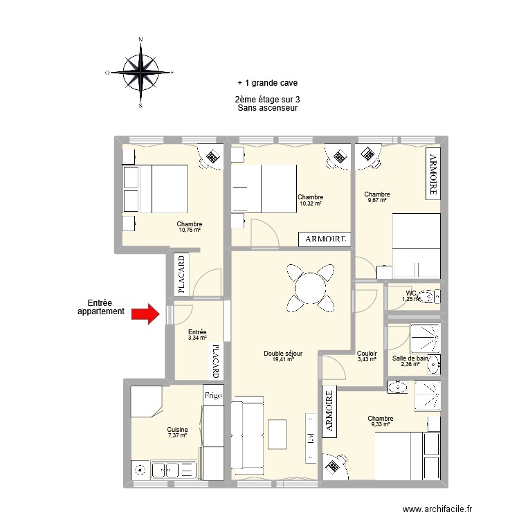 THUARD. Plan de 22 pièces et 155 m2