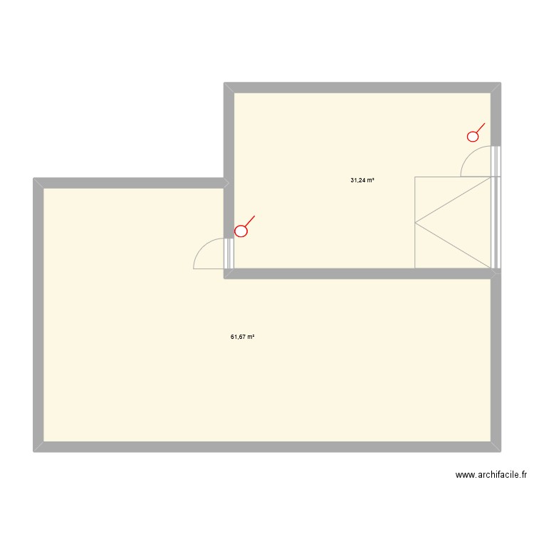 projet. Plan de 2 pièces et 93 m2