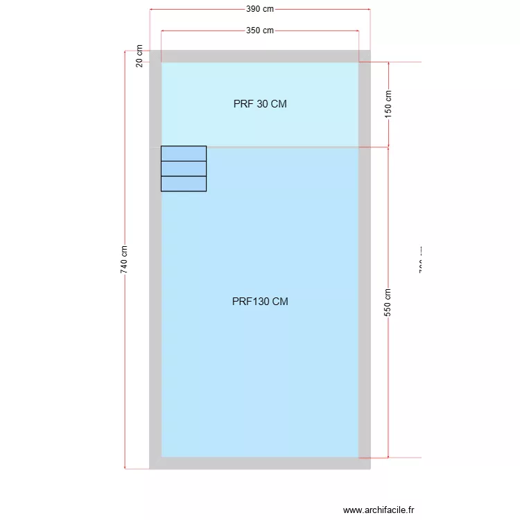 PSCINE COTE. Plan de 