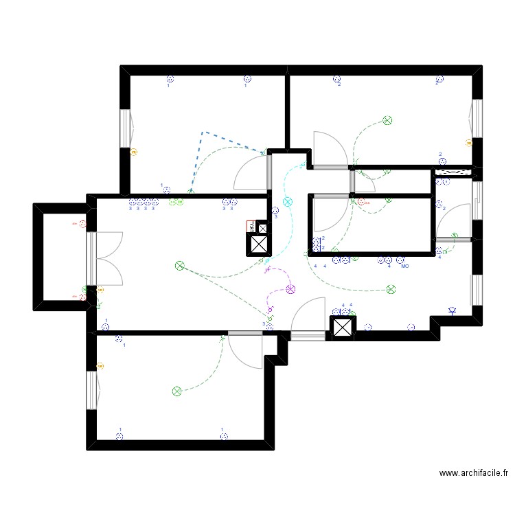 aloccio. Plan de 11 pièces et 76 m2