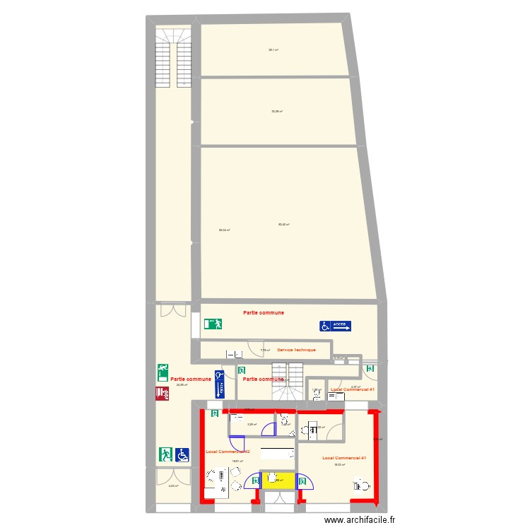 SCI Berné 3 praticien. Plan de 35 pièces et 617 m2