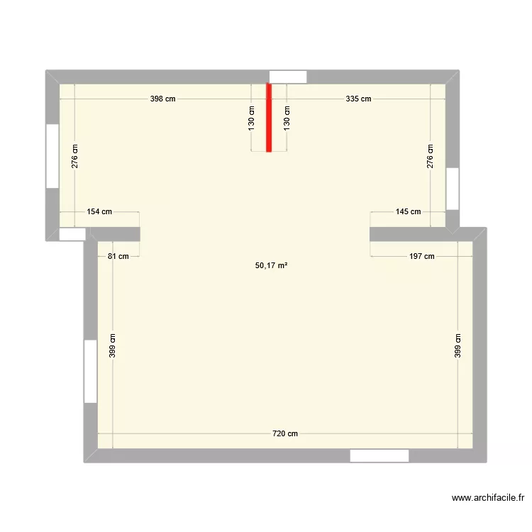 Reynaud - S&eacute;jour-cuisine projet. Plan de 1  et 50 m²