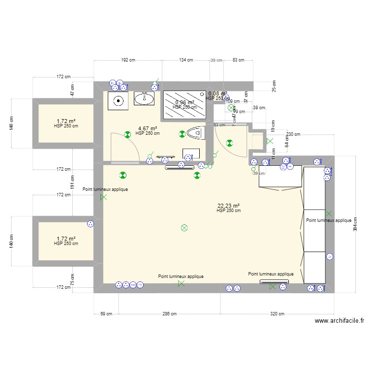 gambetta cuisine V3. Plan de 6 pièces et 31 m2