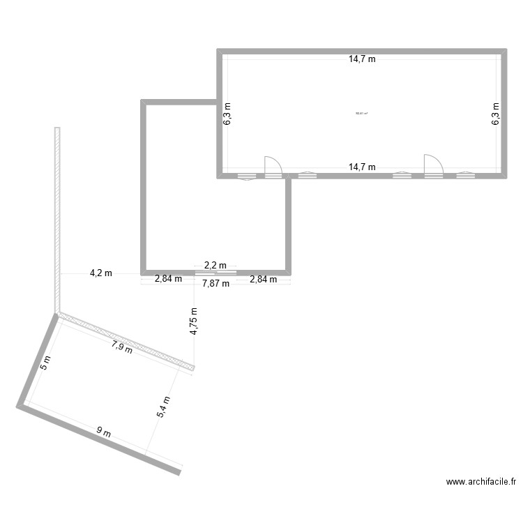 carport. Plan de 1 pièce et 93 m2