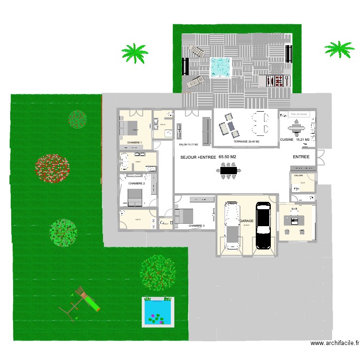 PLAN MAISON 2. Plan de 8 pièces et 105 m2