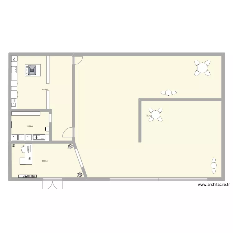plan restau. Plan de 4 pièces et 256 m²