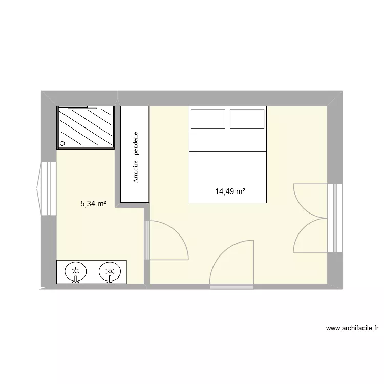 extension 2. Plan de 1  et 20 m²