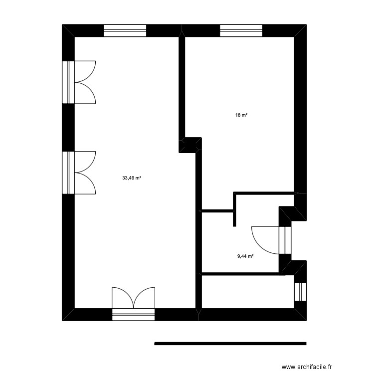 BI 28517. Plan de 4 pièces et 61 m2