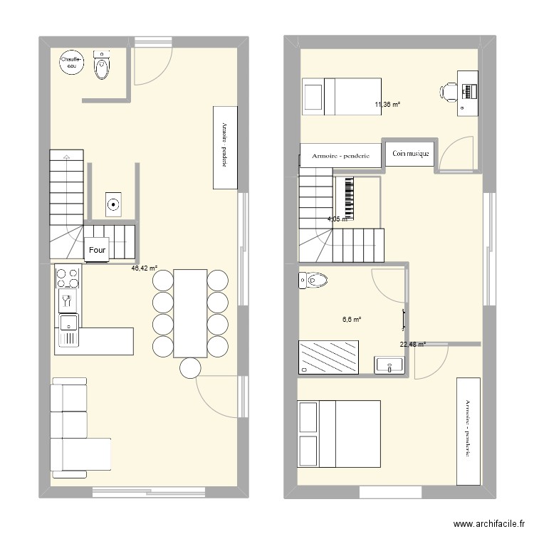 Plan Armoy plateau 2. Plan de 5 pièces et 91 m2