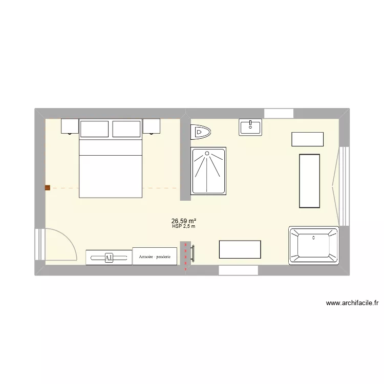 projet1. Plan de 1 pièce et 27 m²